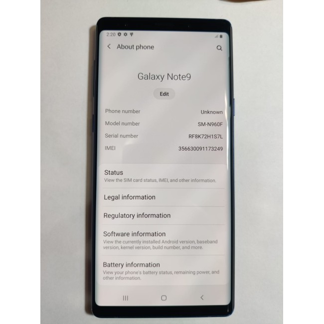 Samsung Galaxy Note 9 128GB Intermittent Faulty Screen